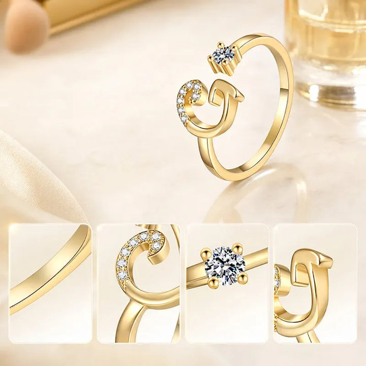 Miranda | Verstellbarer Ring mit Glänzender Initiale