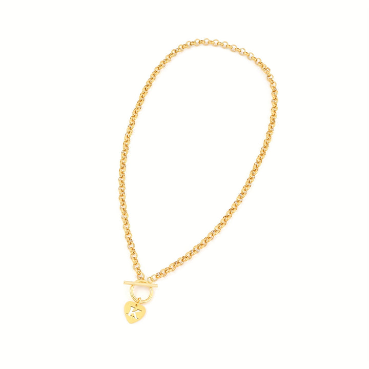 Maribel | Trendy Colorful Heart Initial Pendant with Chain Clasp