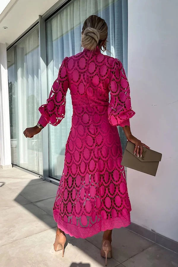 Bloom | Midi-Party-Kleid mit Spitzenärmeln