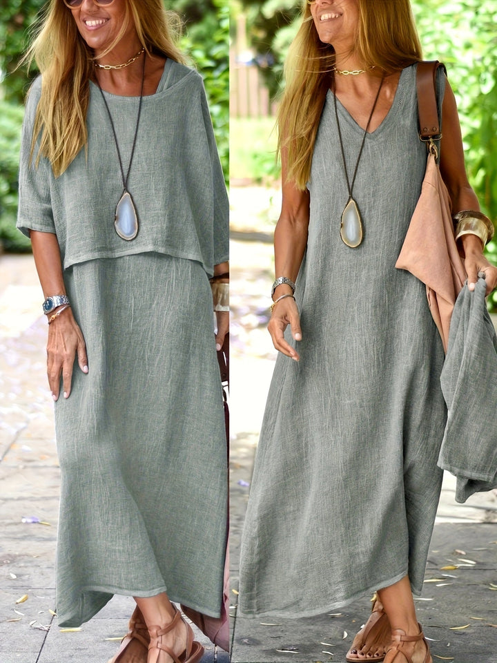 Eleanor | Sommerkleid-Set mit ärmellosem Oberteil und Kleid