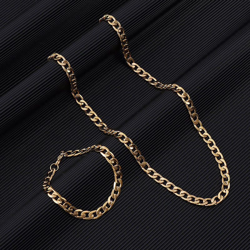 Reid | Set aus Halskette und Armband aus Kette für Männer mit gew boldem Stil
