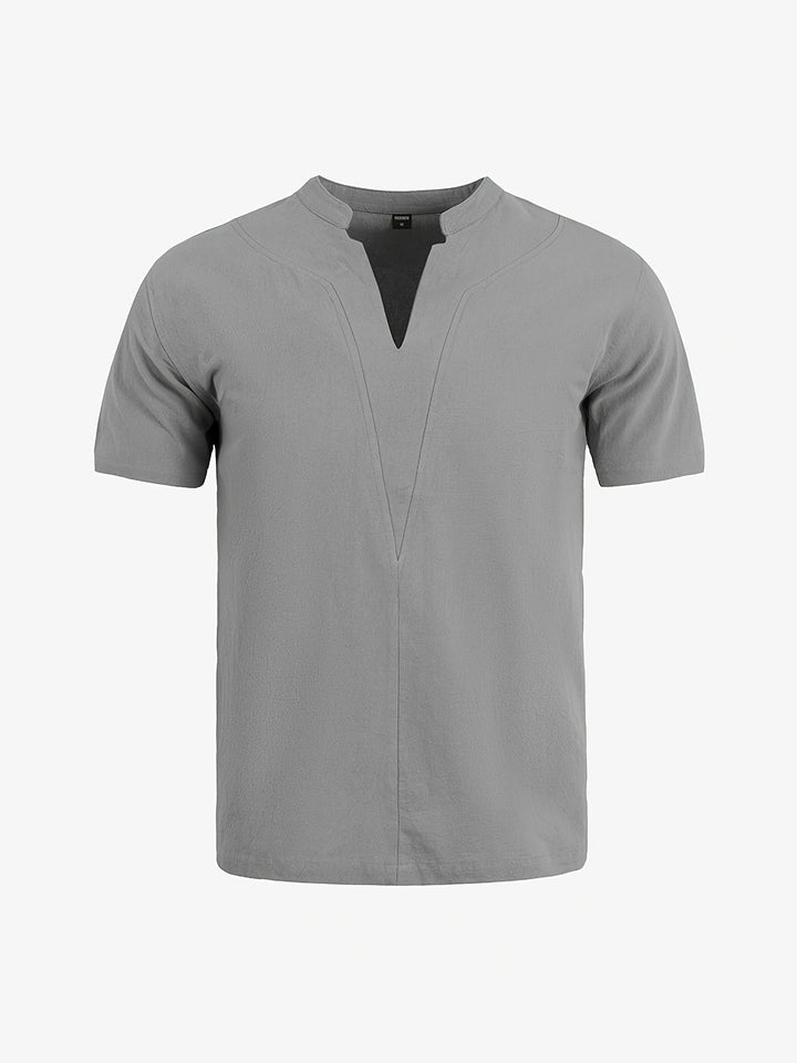 Grexric | Herren Leinenhemd mit Mao-Kragen und lockerer Passform