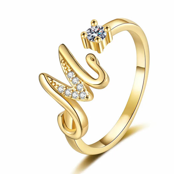 Miranda | Verstellbarer Ring mit Glänzender Initiale