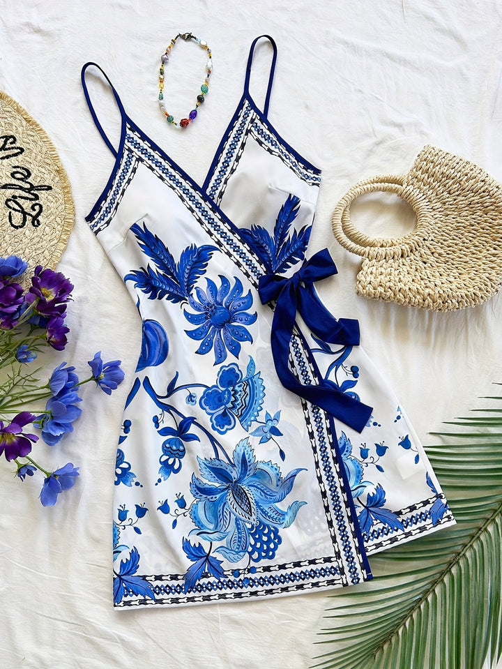Dara | Langes Tropical Kleid mit V-Ausschnitt und Blumenmuster