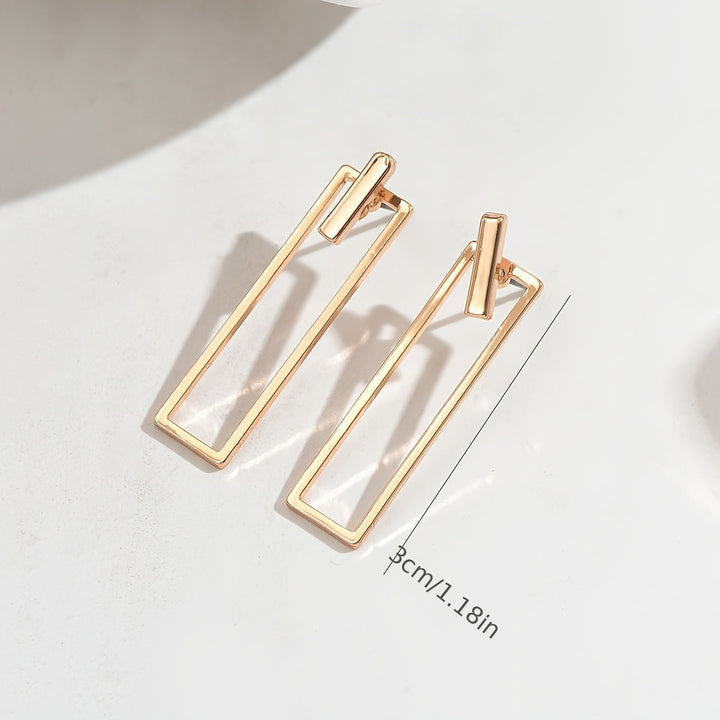 Quinleyra | Lange geometrische Ohrringe mit elegantem Metallic-Finish