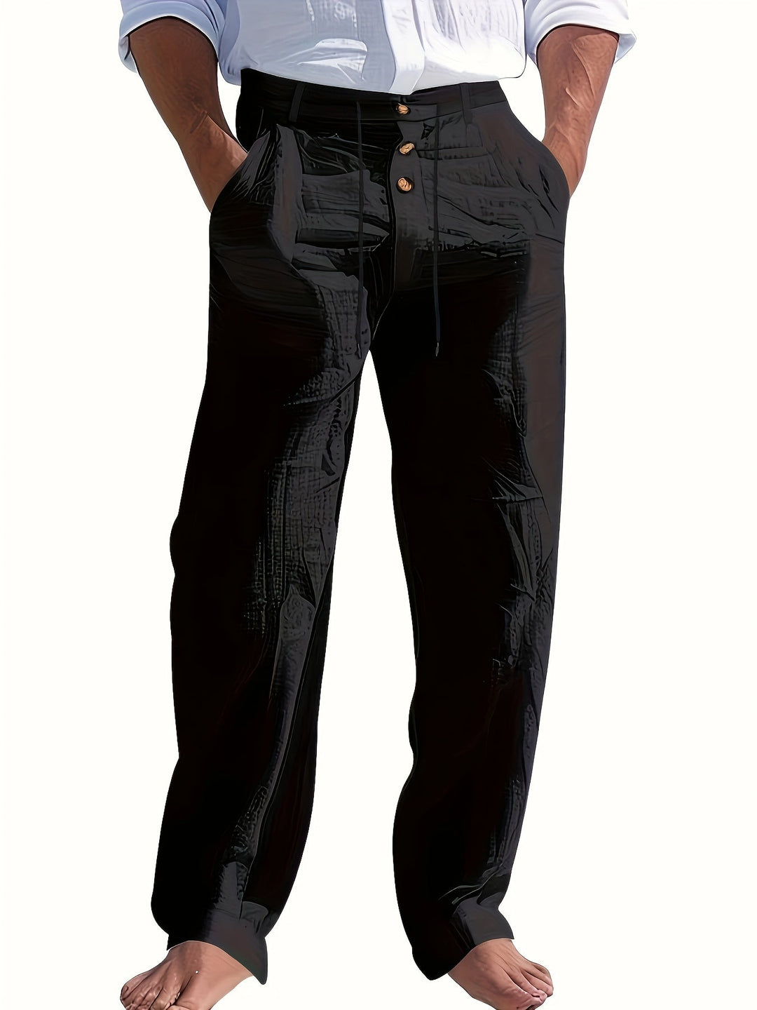 Embric | Herren Leinenhose mit verstellbarem Bund und lockerer Passform