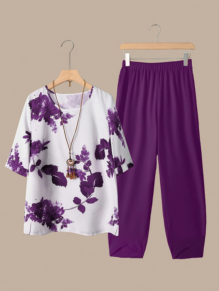 Fynley | Bedrucktes Zweiteiliges Set mit Bluse und Bequemer Hose