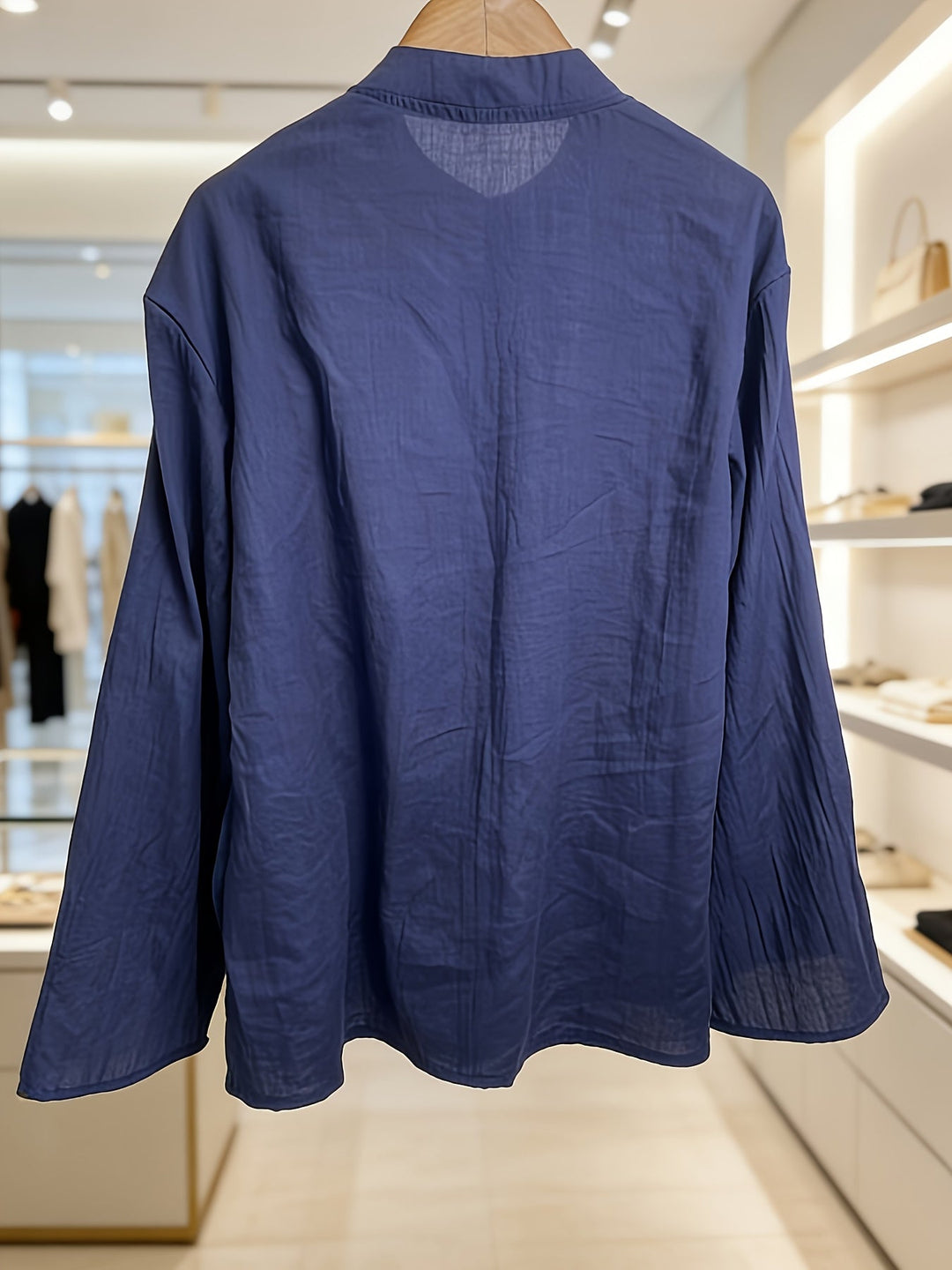 Arlet | Vintage Leinenbluse mit Mao-Kragen und lockeren Ärmeln