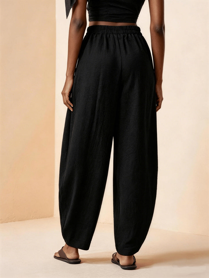 Droveaux | Elegante Gerade Hose mit Elastischem Bund und Falten