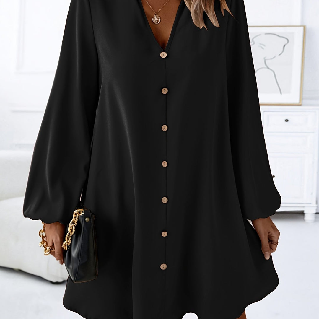 Faria | Elegantes Langarmkleid mit V-Ausschnitt