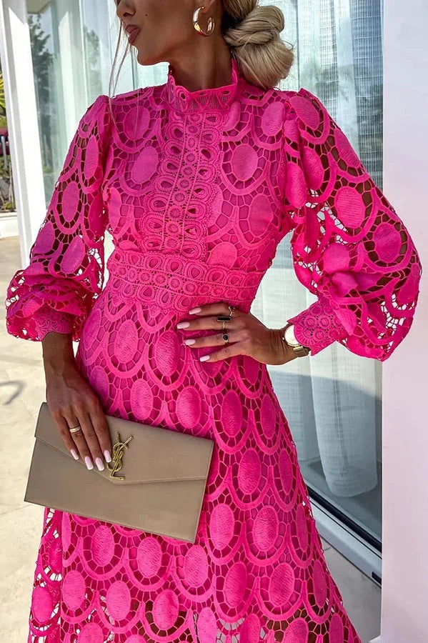 Bloom | Midi-Party-Kleid mit Spitzenärmeln