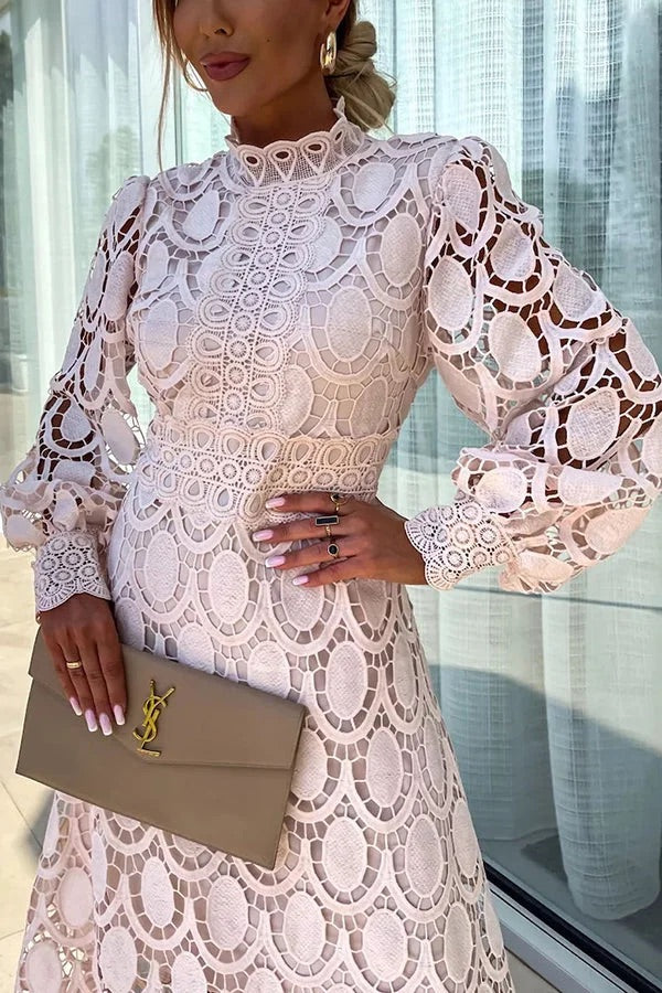 Jalvique | Midi-Feierkleid mit Spitzenärmeln