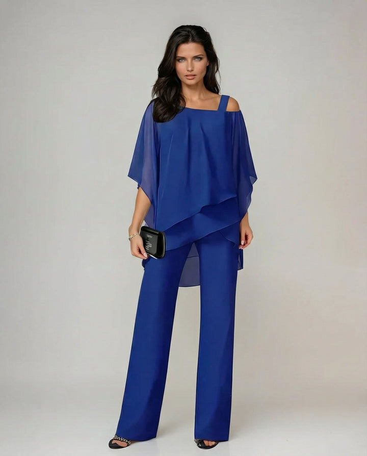 Orosette | Modernes Set mit asymmetrischem Oberteil und weitem Hosen