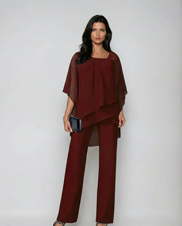 Orosette | Modernes Set mit asymmetrischem Oberteil und weitem Hosen