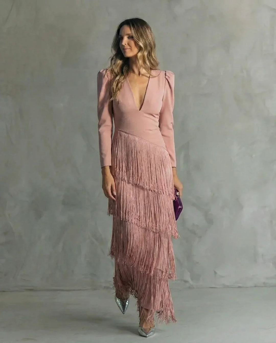 Sienna | Glamouröses Fransen-Ärmel Cocktailkleid