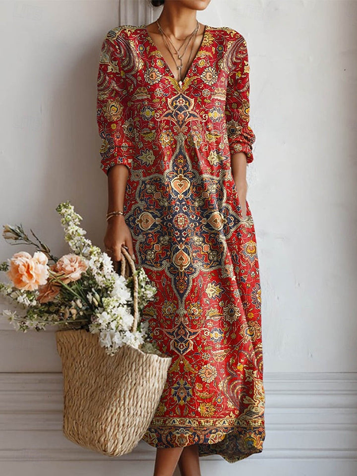 Voreya | Langes Ethno-Kleid mit fließendem und elegantem Design
