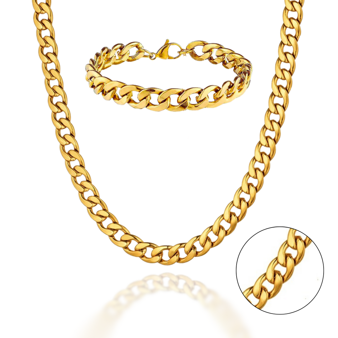 Reid | Set aus Halskette und Armband aus Kette für Männer mit gew boldem Stil
