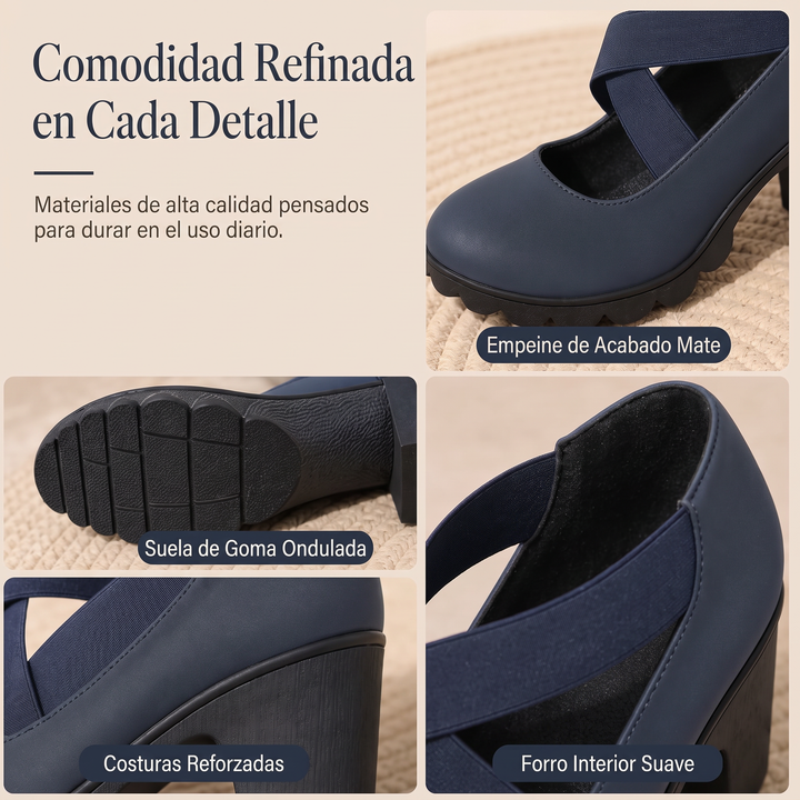 Jamie | Breite Absatzschuhe mit gekreuzten Riemen