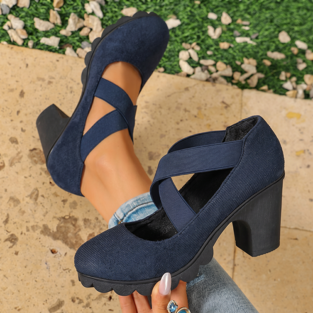 Jamie | Breite Absatzschuhe mit gekreuzten Riemen