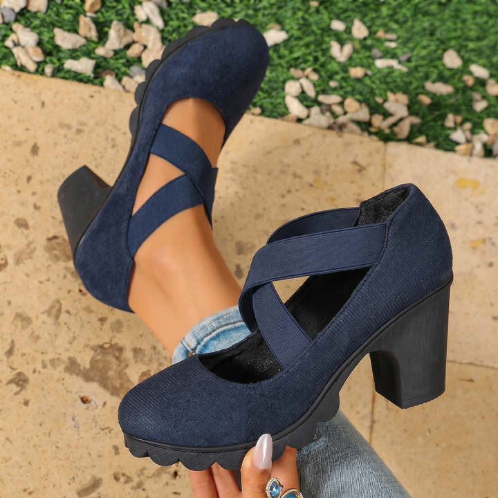 Jamie | Breite Absatzschuhe mit gekreuzten Riemen