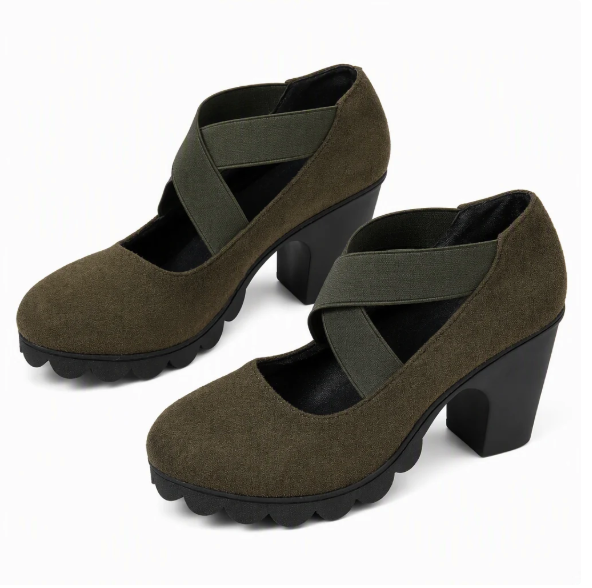 Jamie | Breite Absatzschuhe mit gekreuzten Riemen
