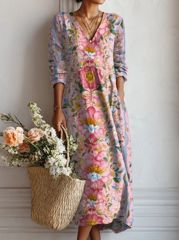 Voreya | Langes Ethno-Kleid mit fließendem und elegantem Design