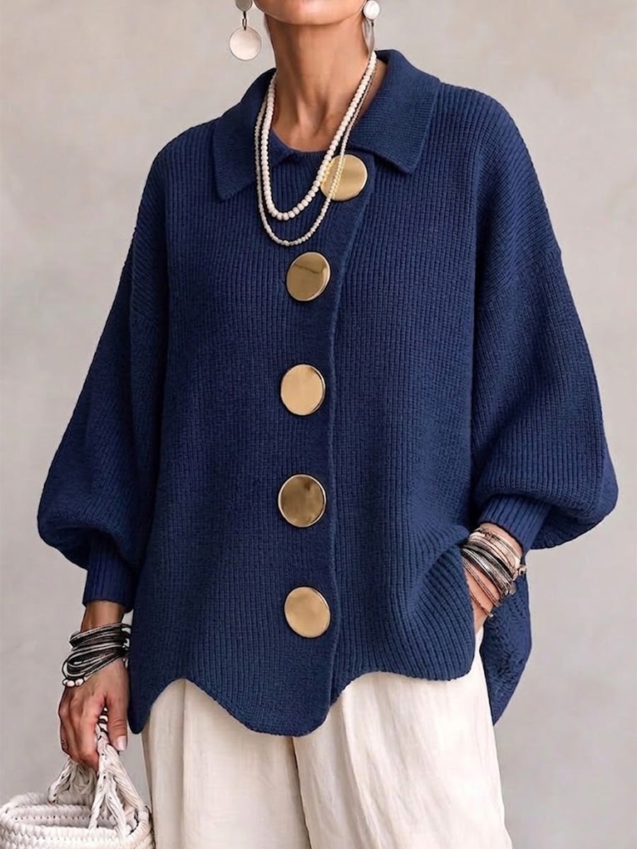 Maria | Oversize-Cardigan mit goldenen Knöpfen