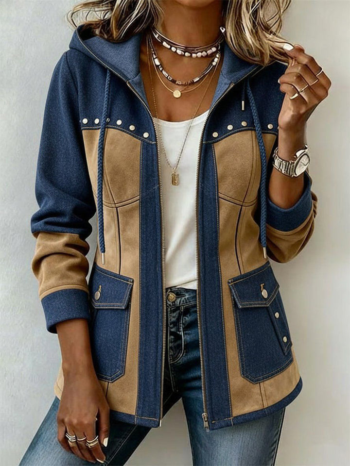Chloe | Bicolor Kapuzenjacke mit Taschen