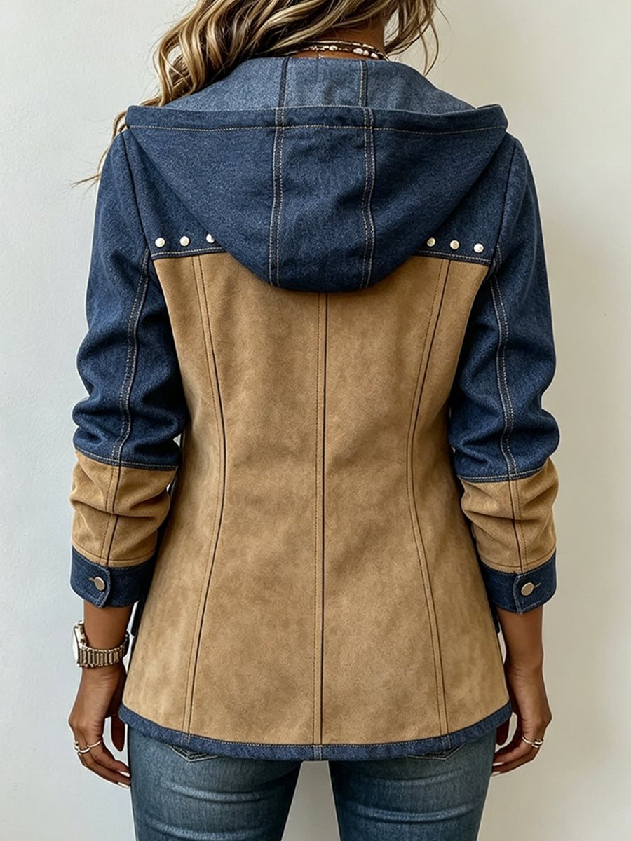 Chloe | Bicolor Kapuzenjacke mit Taschen