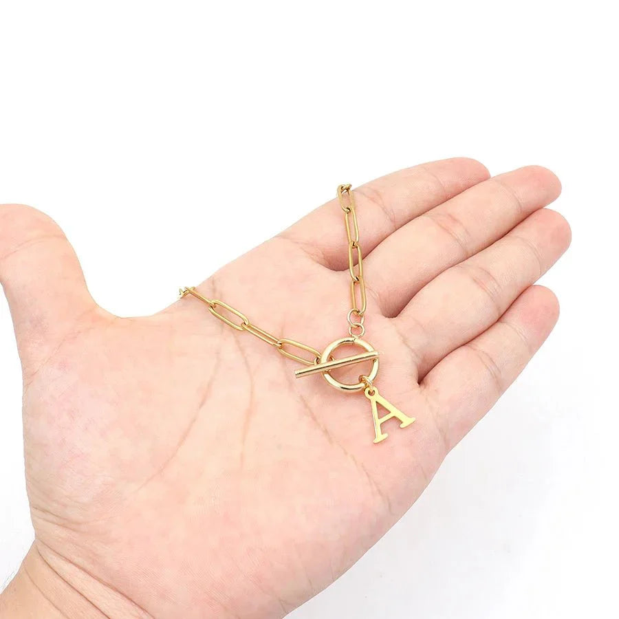 Ganelle | Moderne Paperclip Initialien Halskette