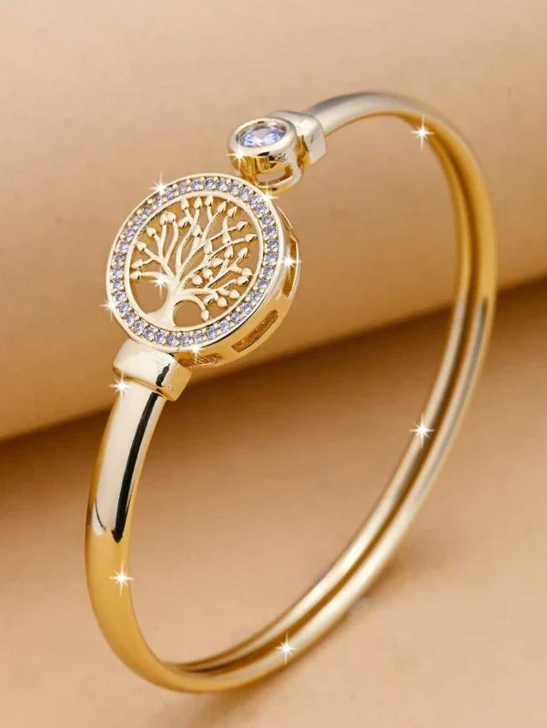 Bernadette | Offenes Armband Baum des Lebens