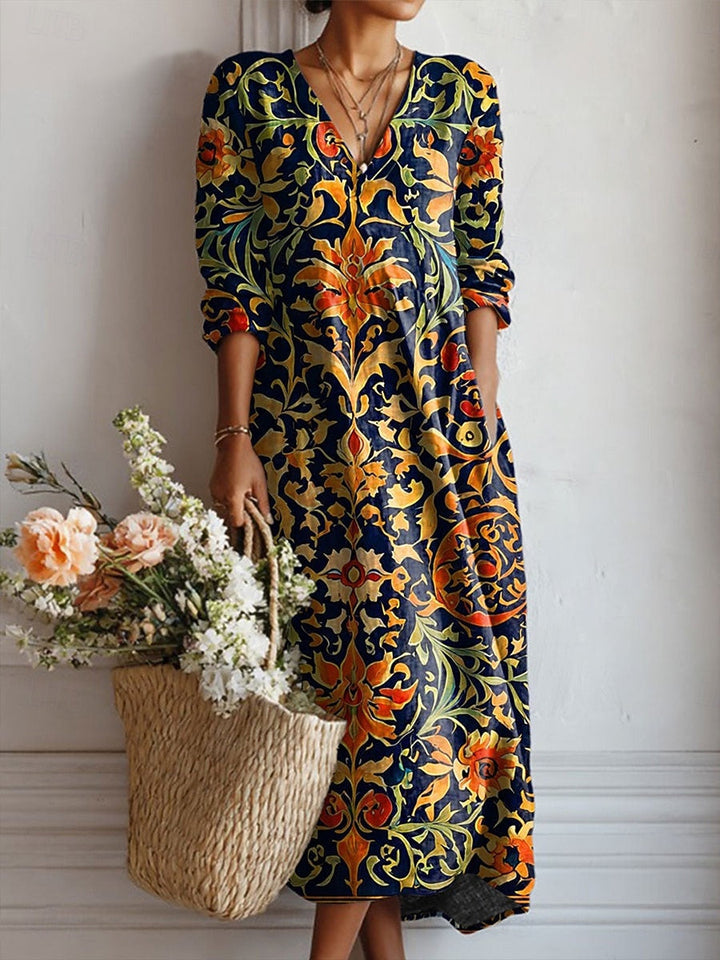 Voreya | Langes Ethno-Kleid mit fließendem und elegantem Design
