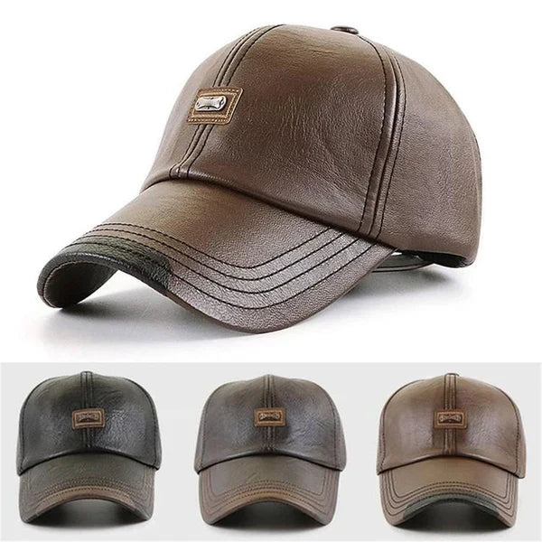 Olivaro | Warme Lederkappe für Herren Ideal für Herbst und Winter