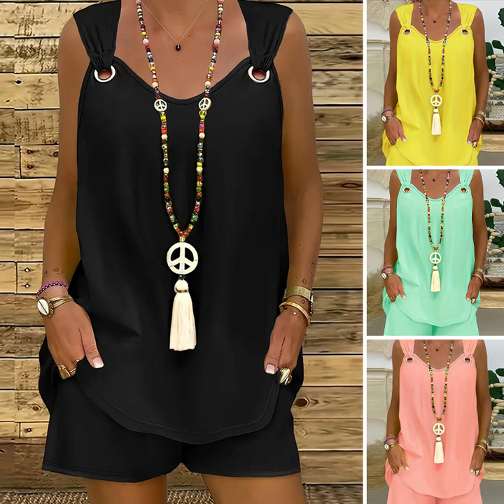 Jovie | 2-teiliges ärmelloses Set mit T-Shirt und Shorts