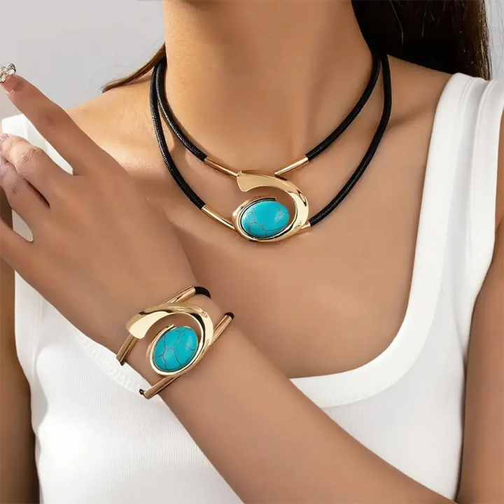 Suri  | Vintage Boho Stil Halskette und Armband Set