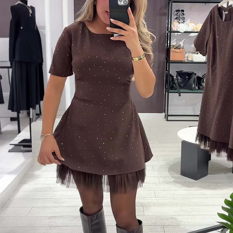 Rovienna | Kurzes Kleid mit Spitze und sophisticated Glanz