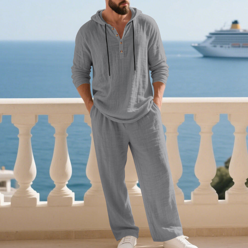 Indirae | Herrenanzug aus 2 Teilen: lockerer Hoodie mit Kapuze und Hose