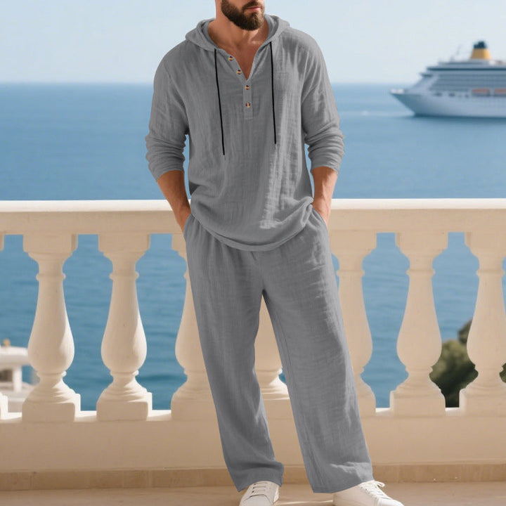 Indirae | Herrenanzug aus 2 Teilen: lockerer Hoodie mit Kapuze und Hose
