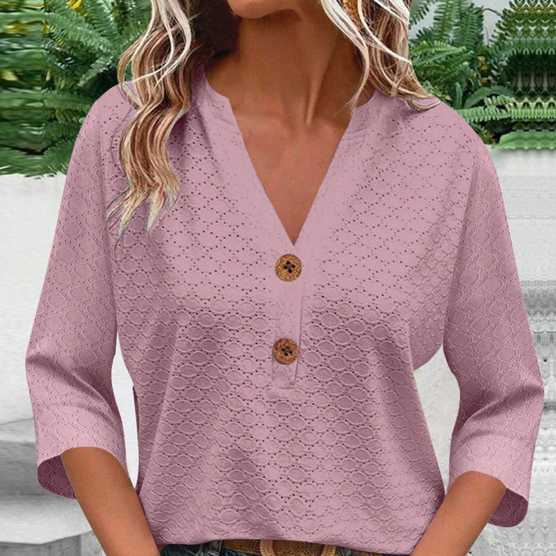 Javelle | Bluse mit V-Ausschnitt und Knöpfen für Frauen