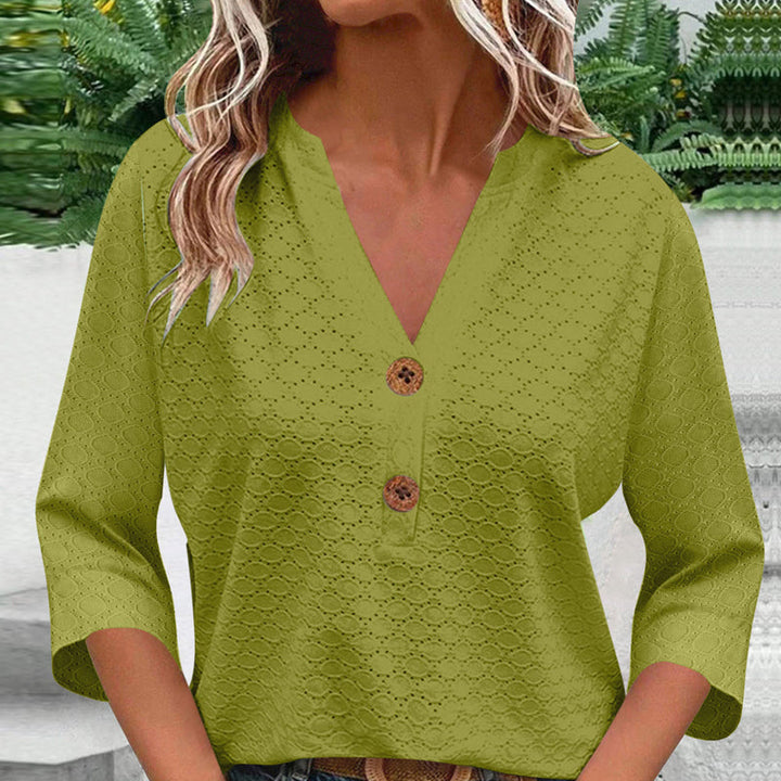 Javelle | Bluse mit V-Ausschnitt und Knöpfen für Frauen