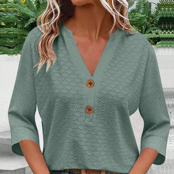 Javelle | Bluse mit V-Ausschnitt und Knöpfen für Frauen