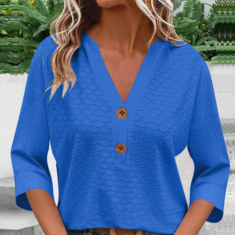 Javelle | Bluse mit V-Ausschnitt und Knöpfen für Frauen