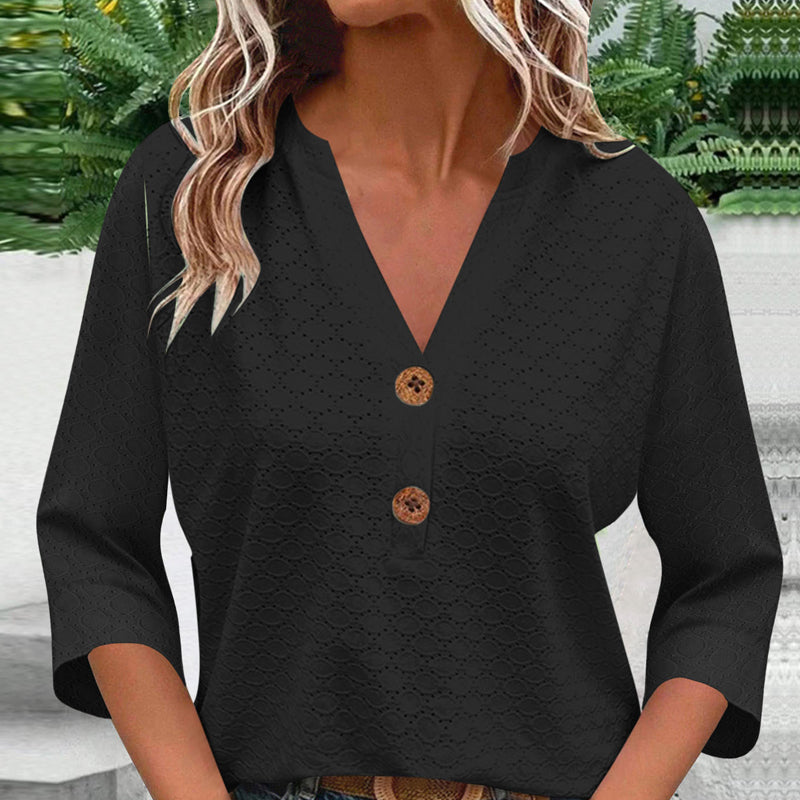 Javelle | Bluse mit V-Ausschnitt und Knöpfen für Frauen