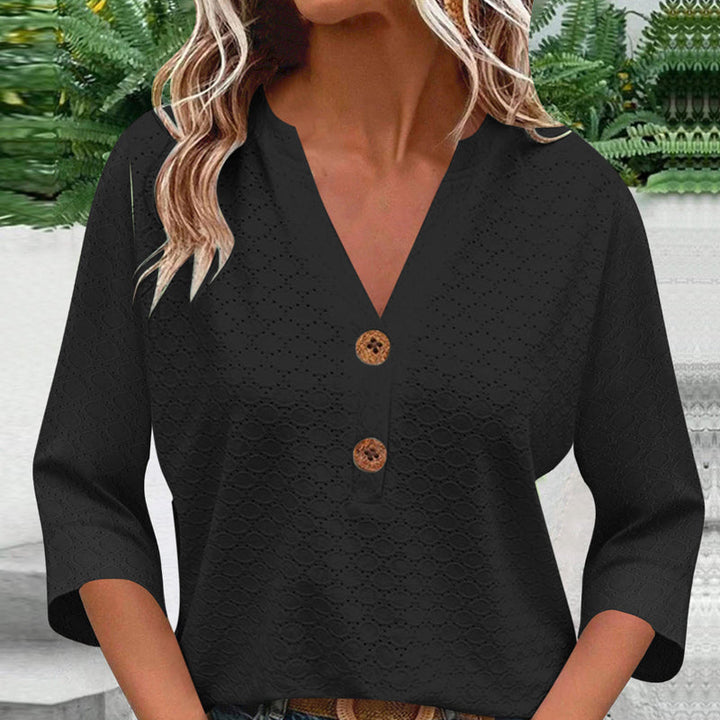 Javelle | Bluse mit V-Ausschnitt und Knöpfen für Frauen