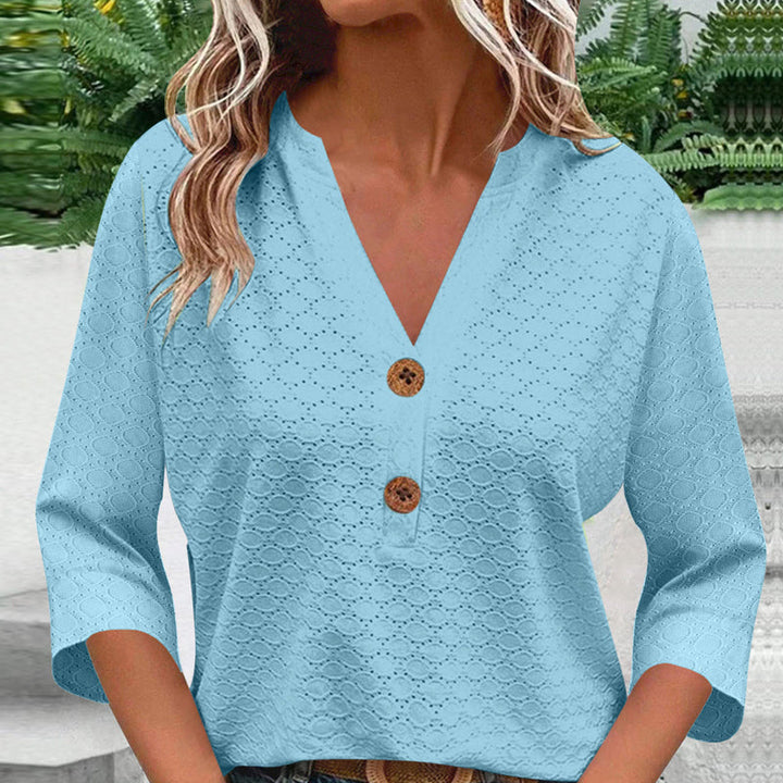 Javelle | Bluse mit V-Ausschnitt und Knöpfen für Frauen