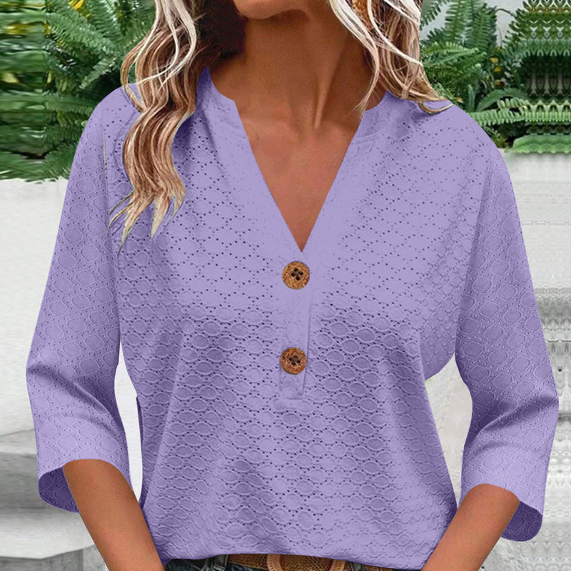 Javelle | Bluse mit V-Ausschnitt und Knöpfen für Frauen