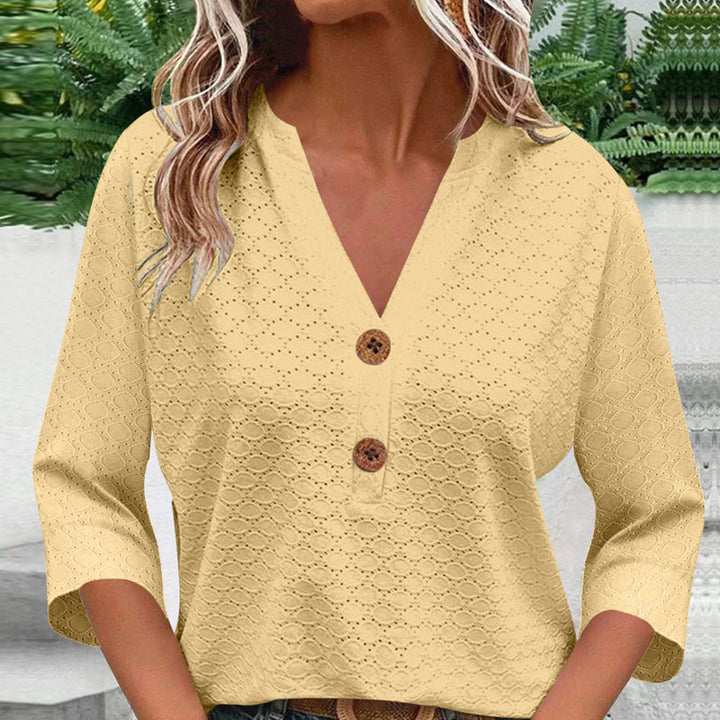 Javelle | Bluse mit V-Ausschnitt und Knöpfen für Frauen