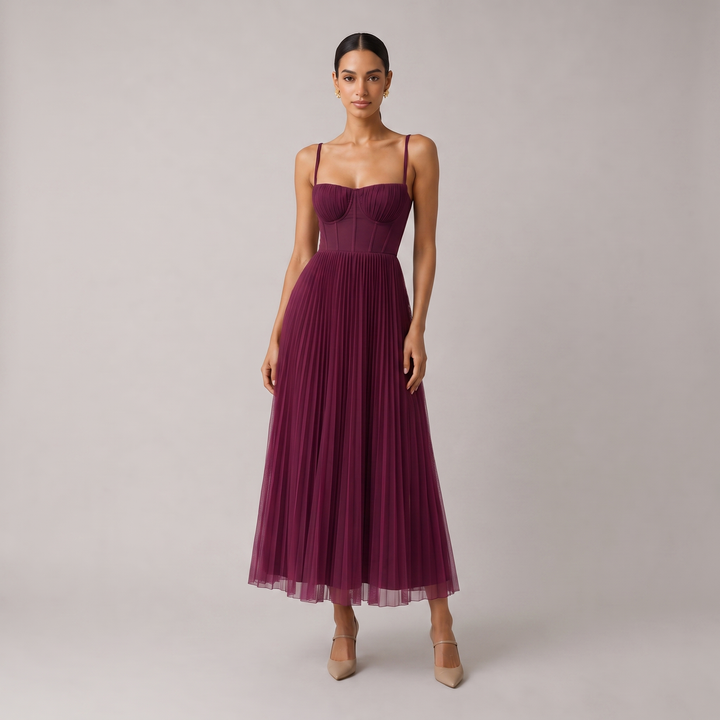 Heidi | Midi-Kleid mit strukturiertem Korsett
