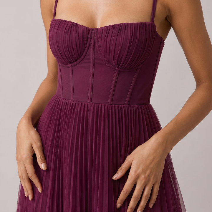 Heidi | Midi-Kleid mit strukturiertem Korsett