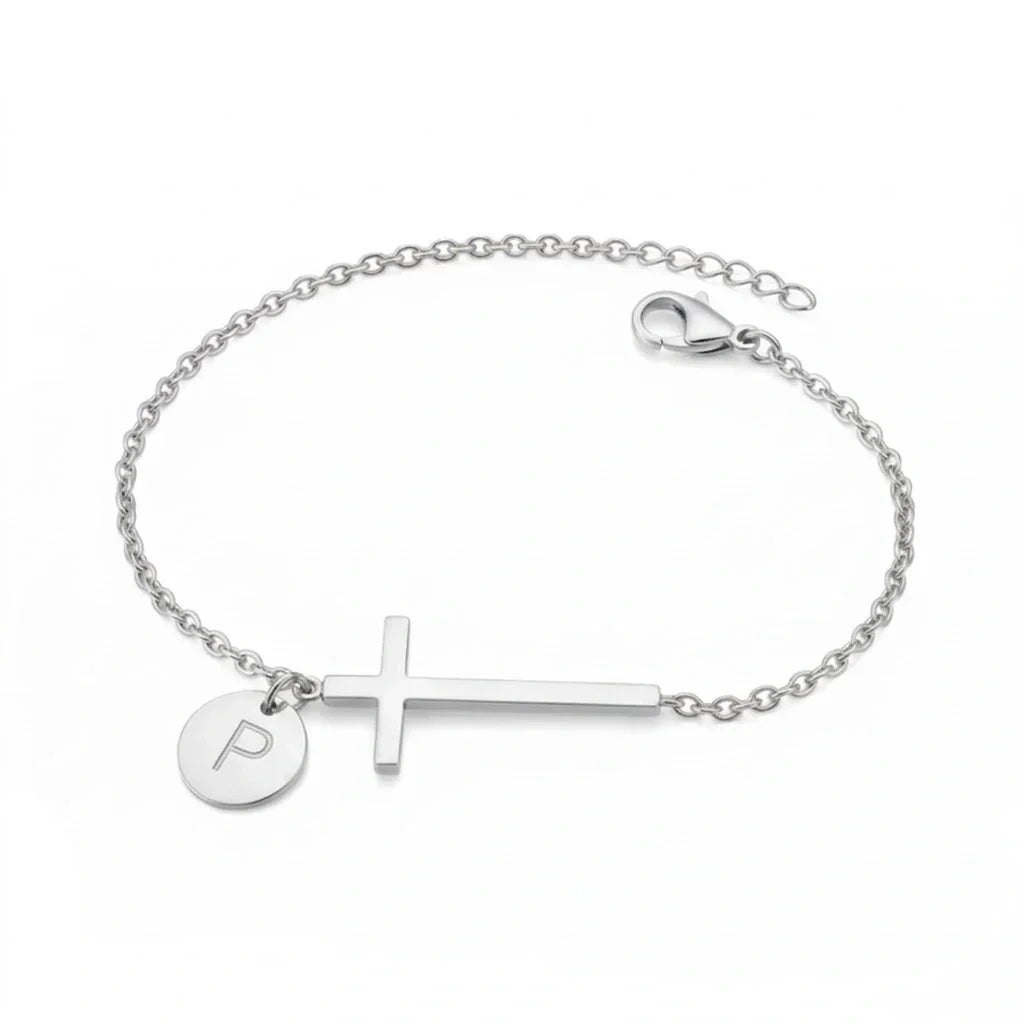 Elodryn | Personalisiertes Kreuz und Initialien Armband